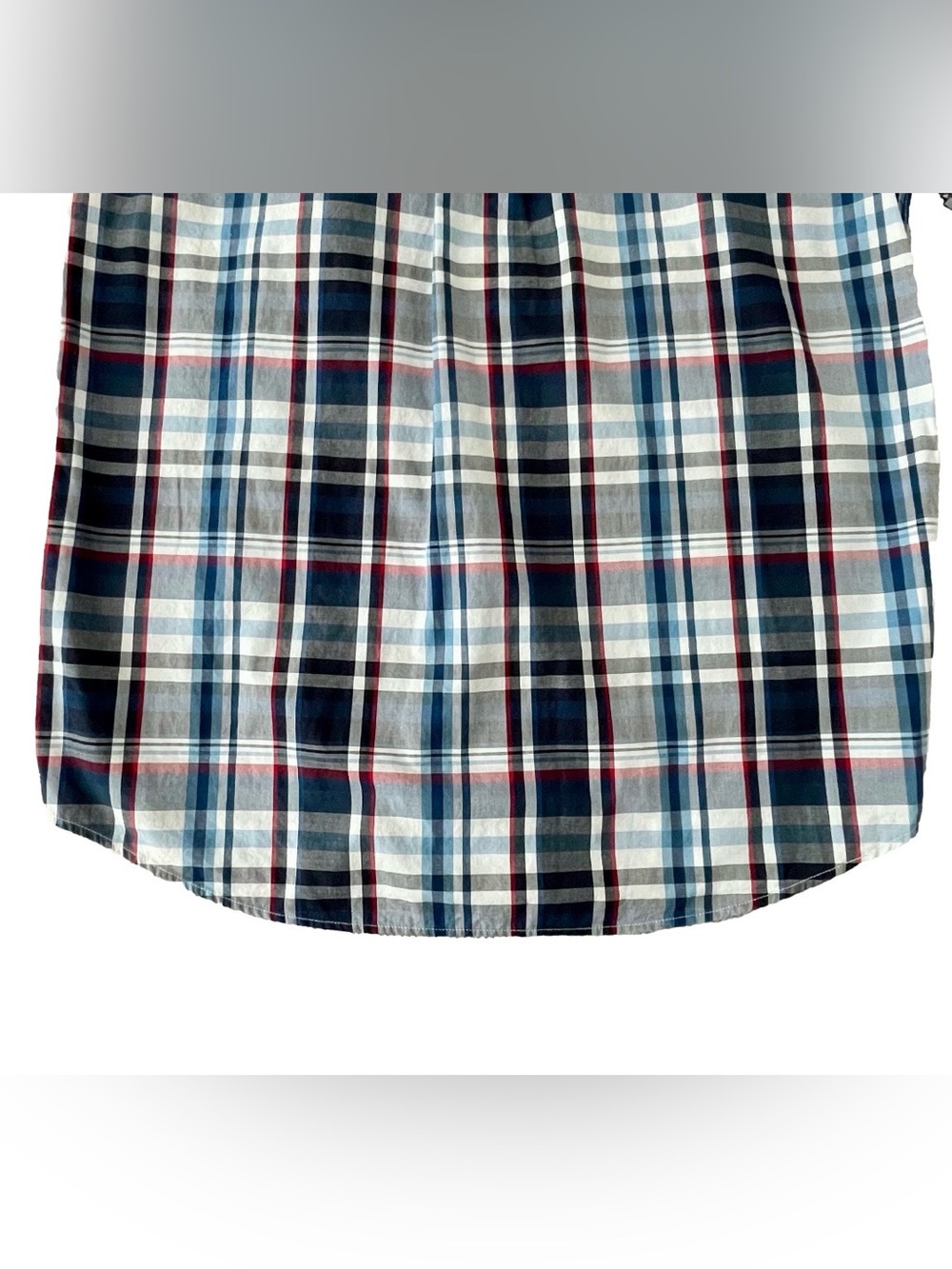 Tommy Hilfiger Navy & White Plaid Short-Sleeve Button-Down Shirt Men’s L NWOT - Picture 7 of 12